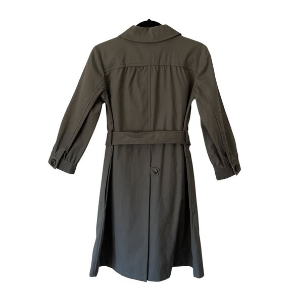 Orla Kiely Size XS Grey Trench Mid Length Coat Belted Button Closure - Picture 9 of 10